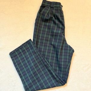 Pleated Plaid Trousers